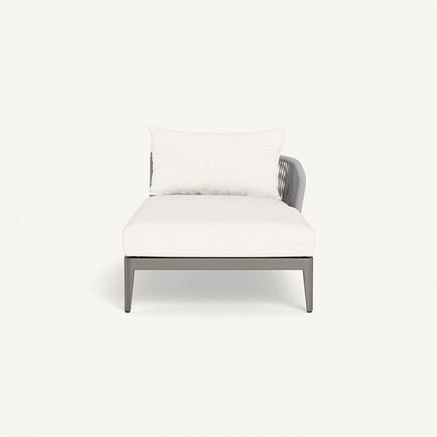 Harbour Hamilton Chaise Right - Aluminum Taupe / Panama Blanco / Rope Light Gray