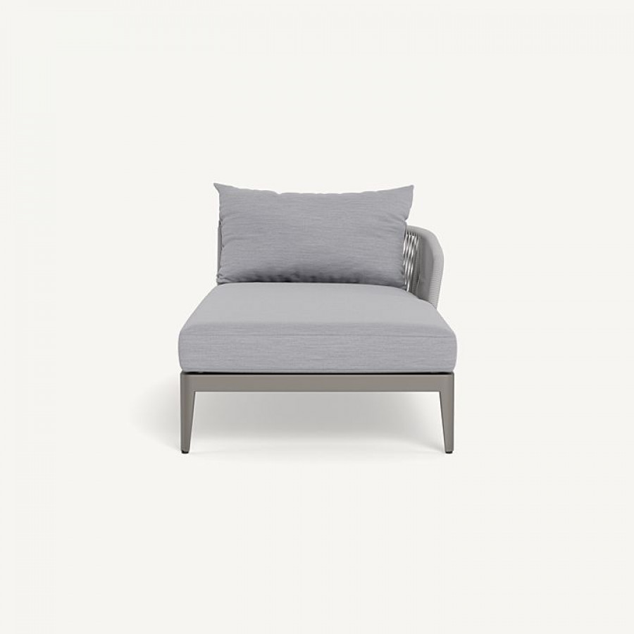 Harbour Hamilton Chaise Right - Aluminum Taupe / Panama Cloud / Rope Light Gray