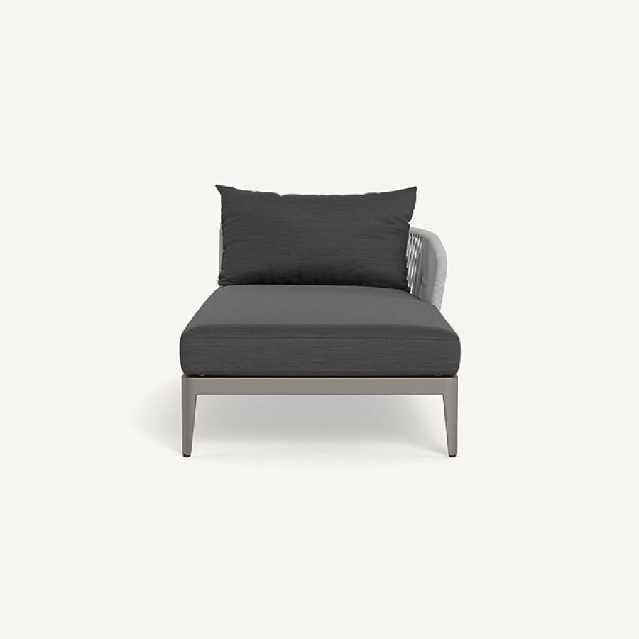 Harbour Hamilton Chaise Right - Aluminum Taupe / Panama Grafito / Rope Light Gray