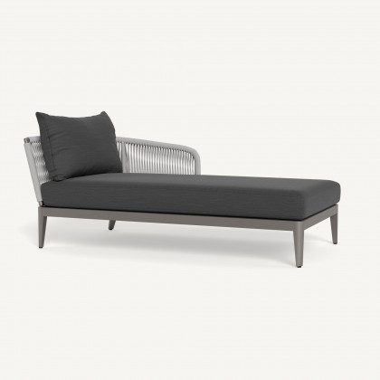 Harbour Hamilton Chaise Right - Aluminum Taupe / Panama Grafito / Rope Light Gray