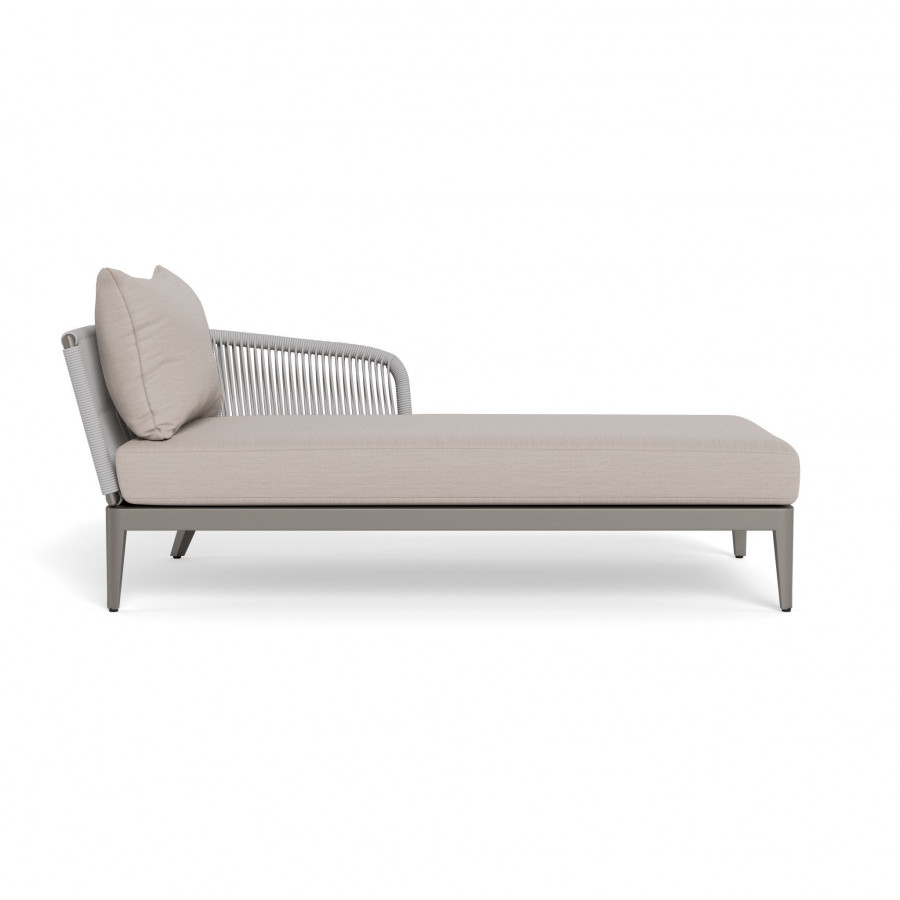 Harbour Hamilton Chaise Right - Aluminum Taupe / Panama Marble / Rope Light Gray