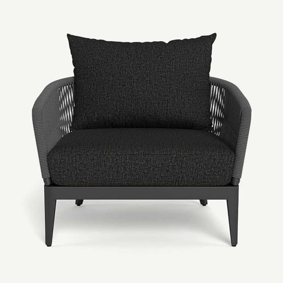 Harbour Hamilton Lounge Chair - Aluminum Asteroid / Copacabana Midnight / Rope Dark Gray