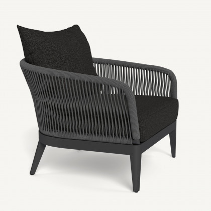 Harbour Hamilton Lounge Chair - Aluminum Asteroid / Copacabana Midnight / Rope Dark Gray
