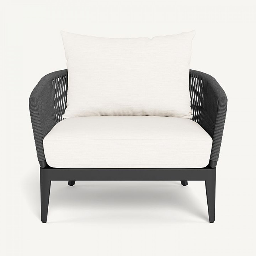 Harbour Hamilton Lounge Chair - Aluminum Asteroid / Panama Blanco / Rope Dark Gray