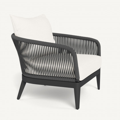 Harbour Hamilton Lounge Chair - Aluminum Asteroid / Panama Blanco / Rope Dark Gray