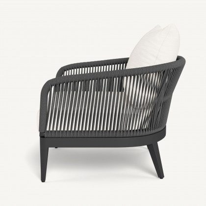 Harbour Hamilton Lounge Chair - Aluminum Asteroid / Panama Blanco / Rope Dark Gray