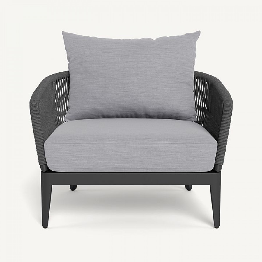 Harbour Hamilton Lounge Chair - Aluminum Asteroid / Panama Cloud / Rope Dark Gray