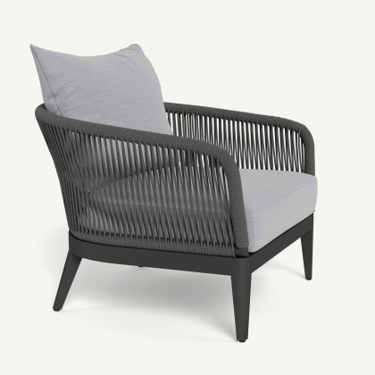 Harbour Hamilton Lounge Chair - Aluminum Asteroid / Panama Cloud / Rope Dark Gray
