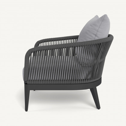 Harbour Hamilton Lounge Chair - Aluminum Asteroid / Panama Cloud / Rope Dark Gray