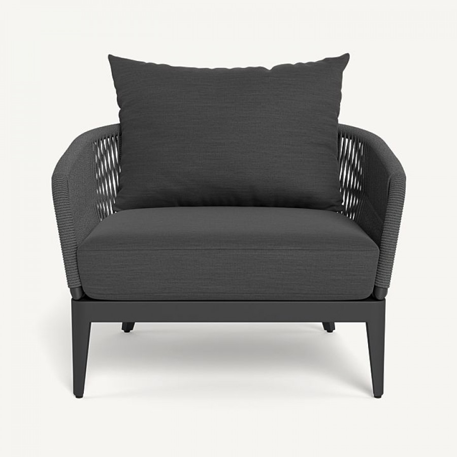 Harbour Hamilton Lounge Chair - Aluminum Asteroid / Panama Grafito / Rope Dark Gray