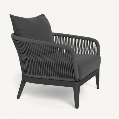 Harbour Hamilton Lounge Chair - Aluminum Asteroid / Panama Grafito / Rope Dark Gray