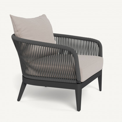 Harbour Hamilton Lounge Chair - Aluminum Asteroid / Panama Marble / Rope Dark Gray