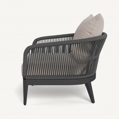 Harbour Hamilton Lounge Chair - Aluminum Asteroid / Panama Marble / Rope Dark Gray