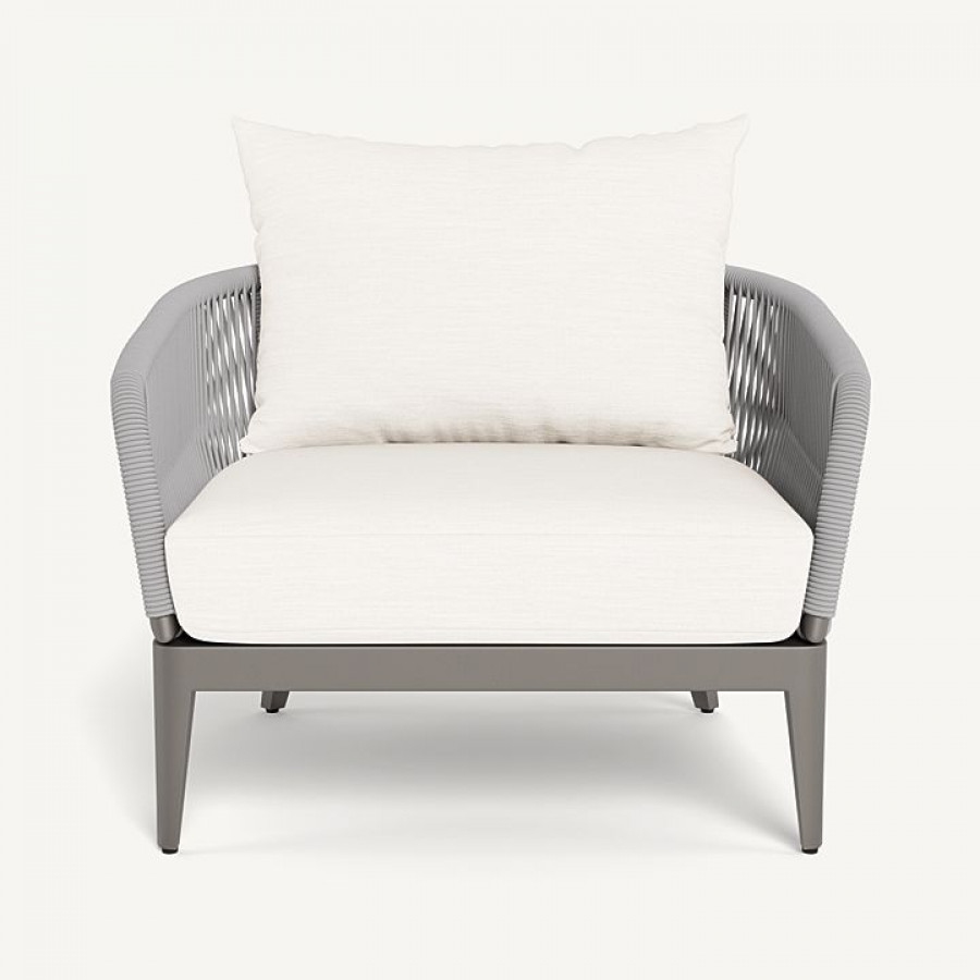 Harbour Hamilton Lounge Chair - Aluminum Taupe / Panama Blanco / Rope Light Gray