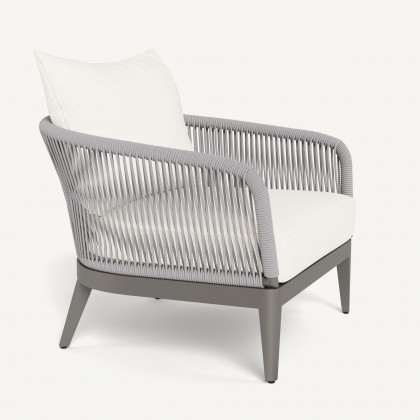 Harbour Hamilton Lounge Chair - Aluminum Taupe / Panama Blanco / Rope Light Gray
