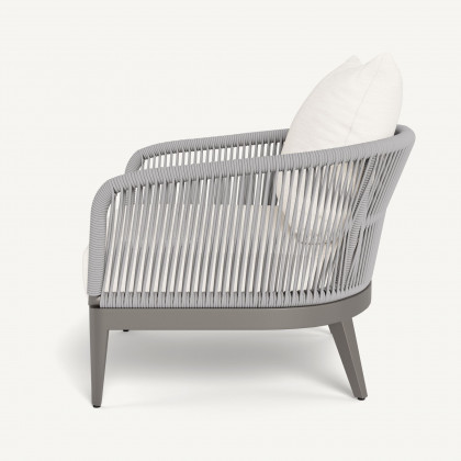 Harbour Hamilton Lounge Chair - Aluminum Taupe / Panama Blanco / Rope Light Gray