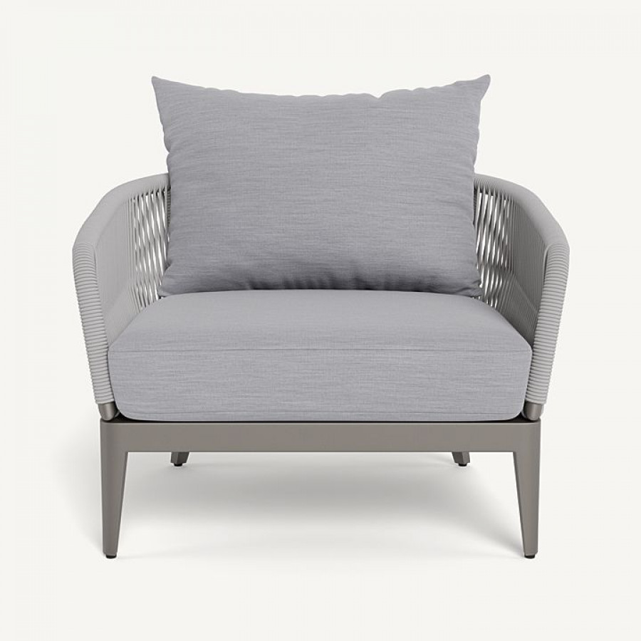 Harbour Hamilton Lounge Chair - Aluminum Taupe / Panama Cloud / Rope Light Gray