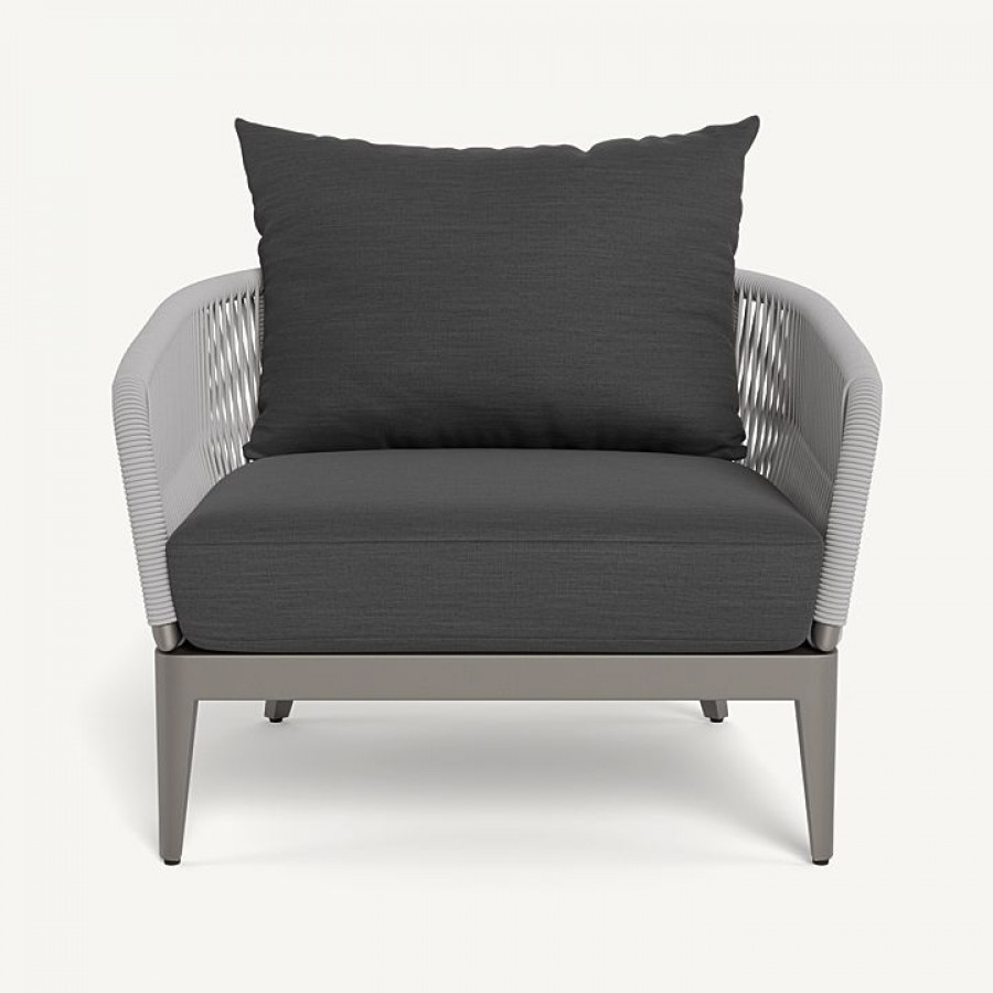 Harbour Hamilton Lounge Chair - Aluminum Taupe / Panama Grafito / Rope Light Gray