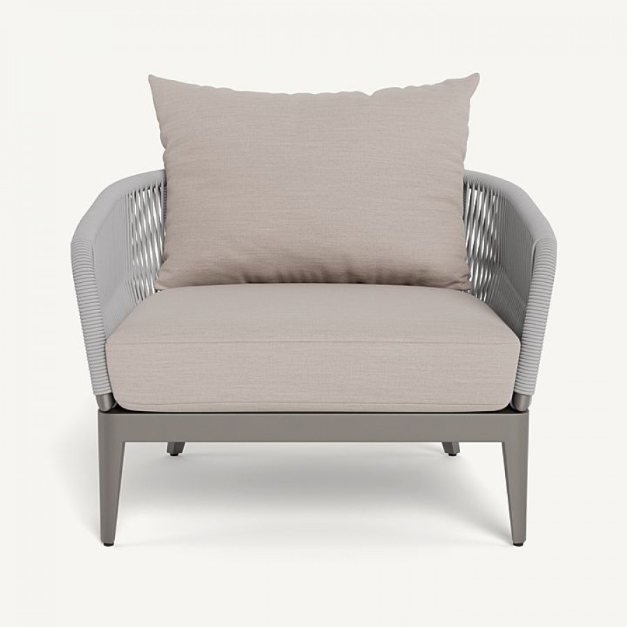 Harbour Hamilton Lounge Chair - Aluminum Taupe / Panama Marble / Rope Light Gray