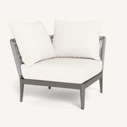 Harbour Hamilton Corner - Aluminum Taupe / Panama Blanco / Rope Light Gray