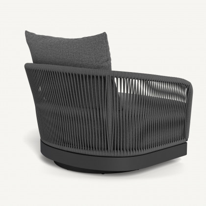 Harbour Hamilton Swivel Lounge Chair - Aluminum Asteroid / Siesta Slate / Rope Dark Gray
