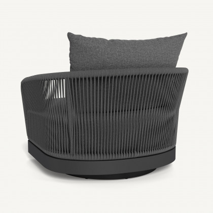 Harbour Hamilton Swivel Lounge Chair - Aluminum Asteroid / Siesta Slate / Rope Dark Gray
