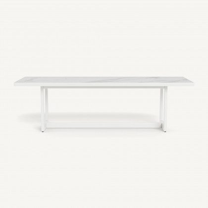 Harbour Hampton Dining Table 100" - Aluminum White, Laminam Bianco