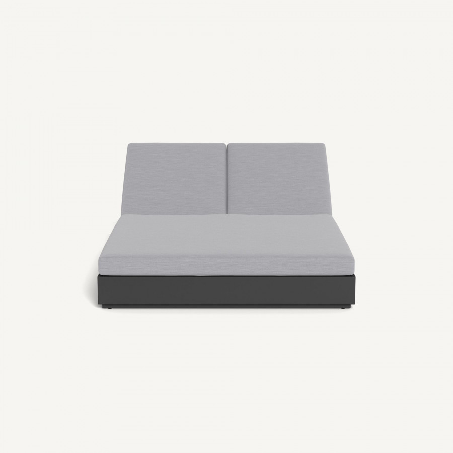 Harbour Hayman Aluminum Double Sun Lounge - Aluminum Asteroid / Panama Cloud / Batyline Silver