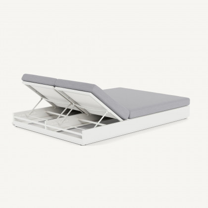 Harbour Hayman Aluminum Double Sun Lounge - Aluminum White / Panama Cloud / Batyline White