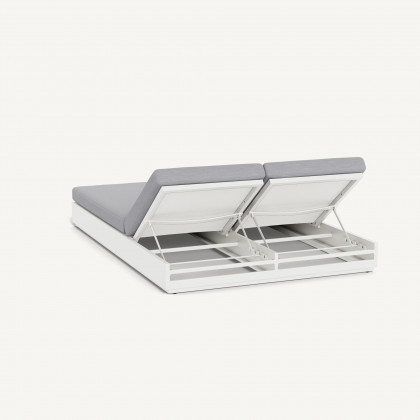Harbour Hayman Aluminum Double Sun Lounge - Aluminum White / Panama Cloud / Batyline White