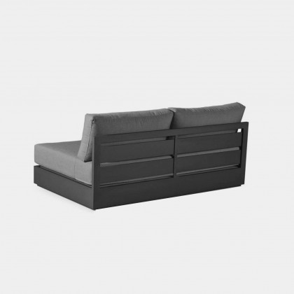 Harbour Hayman Aluminum 2 Seat Armless Sofa - Aluminum Asteroid / Panama Marble / Batyline Silver