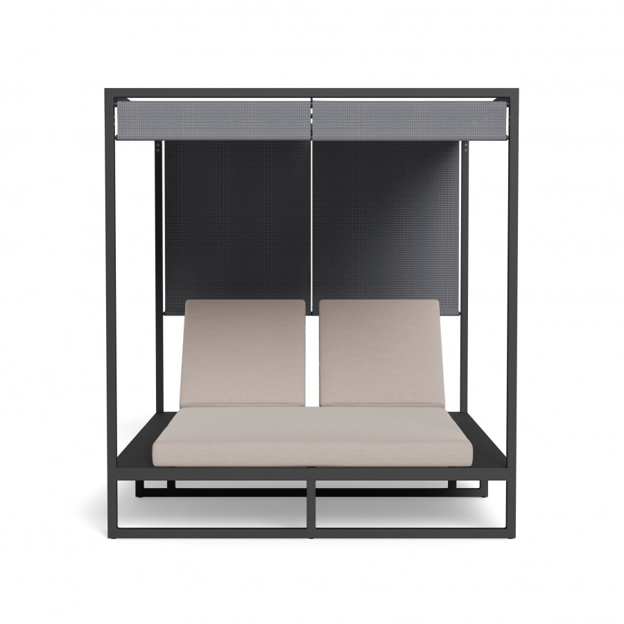 Harbour Hayman Aluminum Curtain Cabana - Aluminum Asteroid / Panama Marble / Batyline Silver