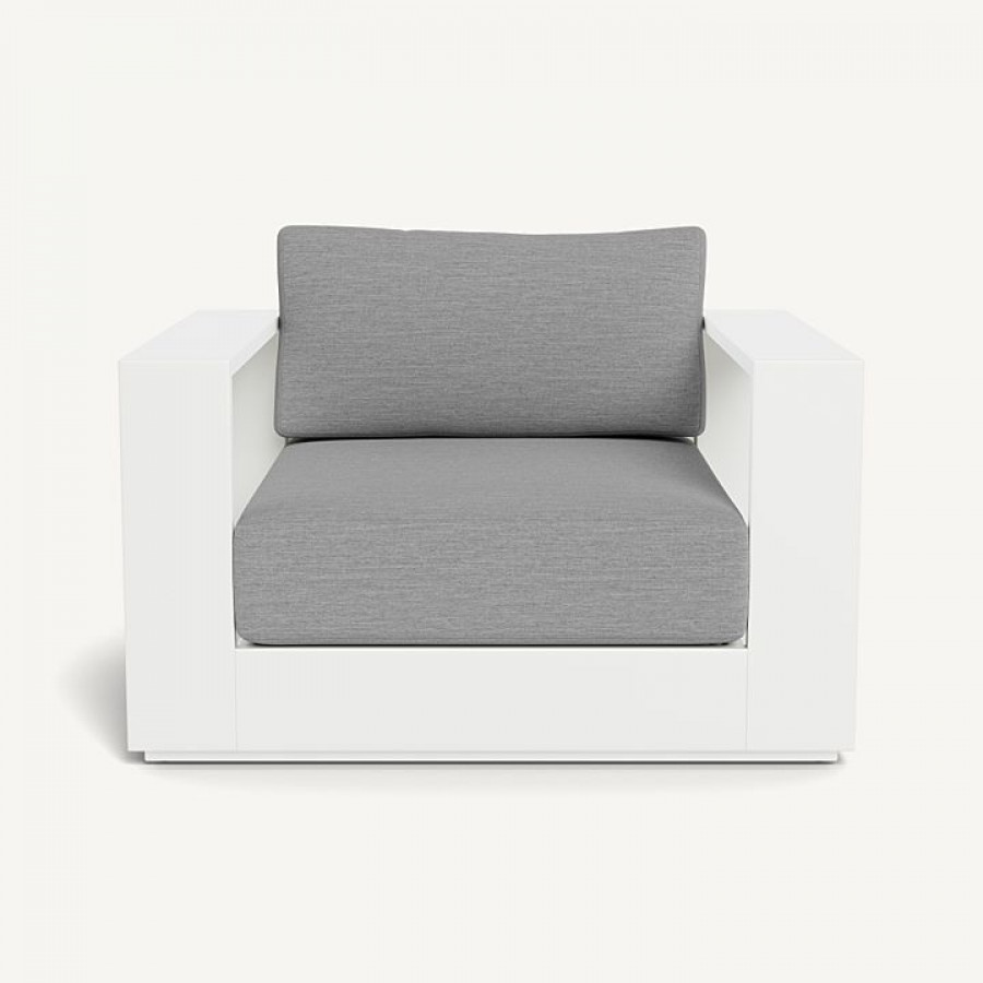 Harbour Hayman Aluminum Lounge Chair - Aluminum White / Lisos Piedra / Batyline White