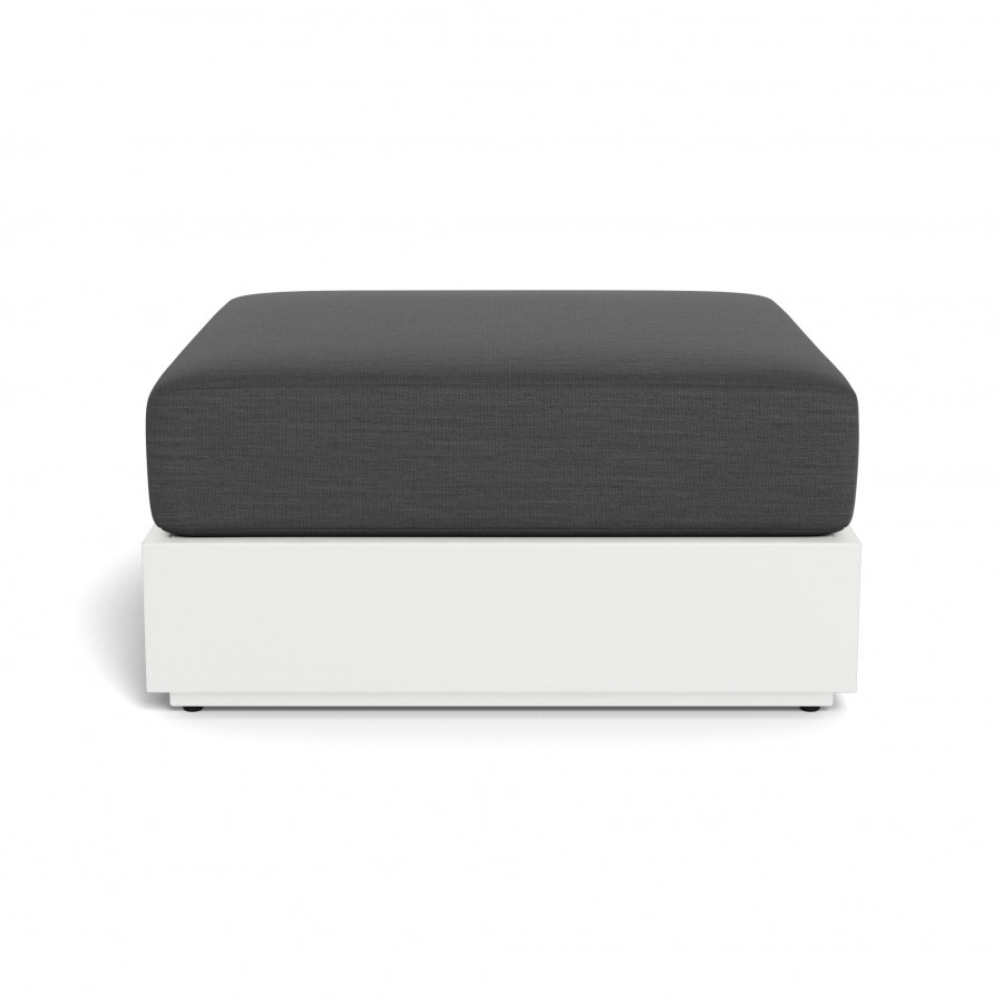 Harbour Hayman Aluminum Ottoman - Aluminum White / Panama Grafito / Batyline White