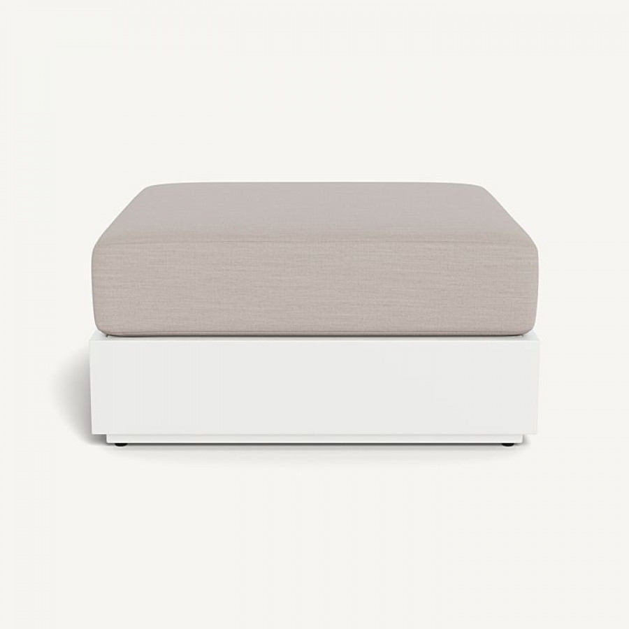 Harbour Hayman Aluminum Ottoman - Aluminum White / Panama Marble / Batyline White