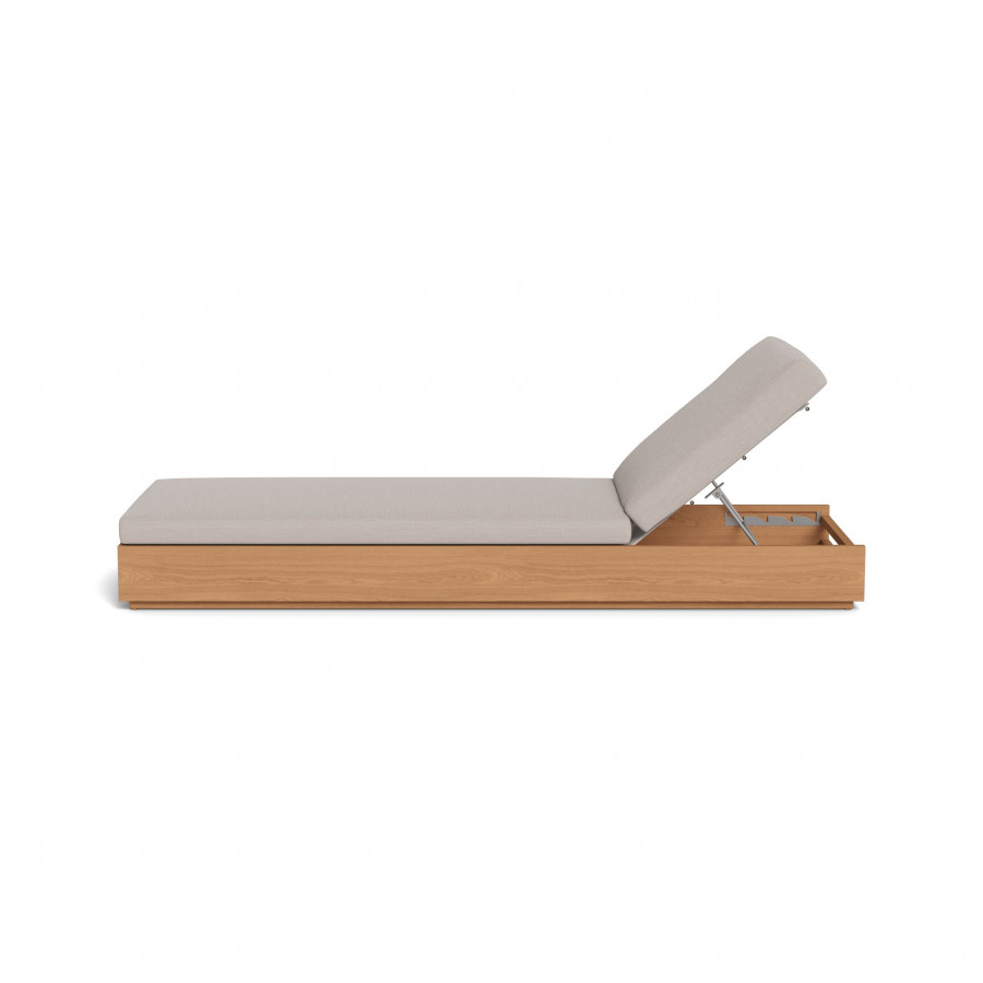 Harbour Hayman Teak Sun Lounge - Teak Natural / Panama Marble / Batyline White