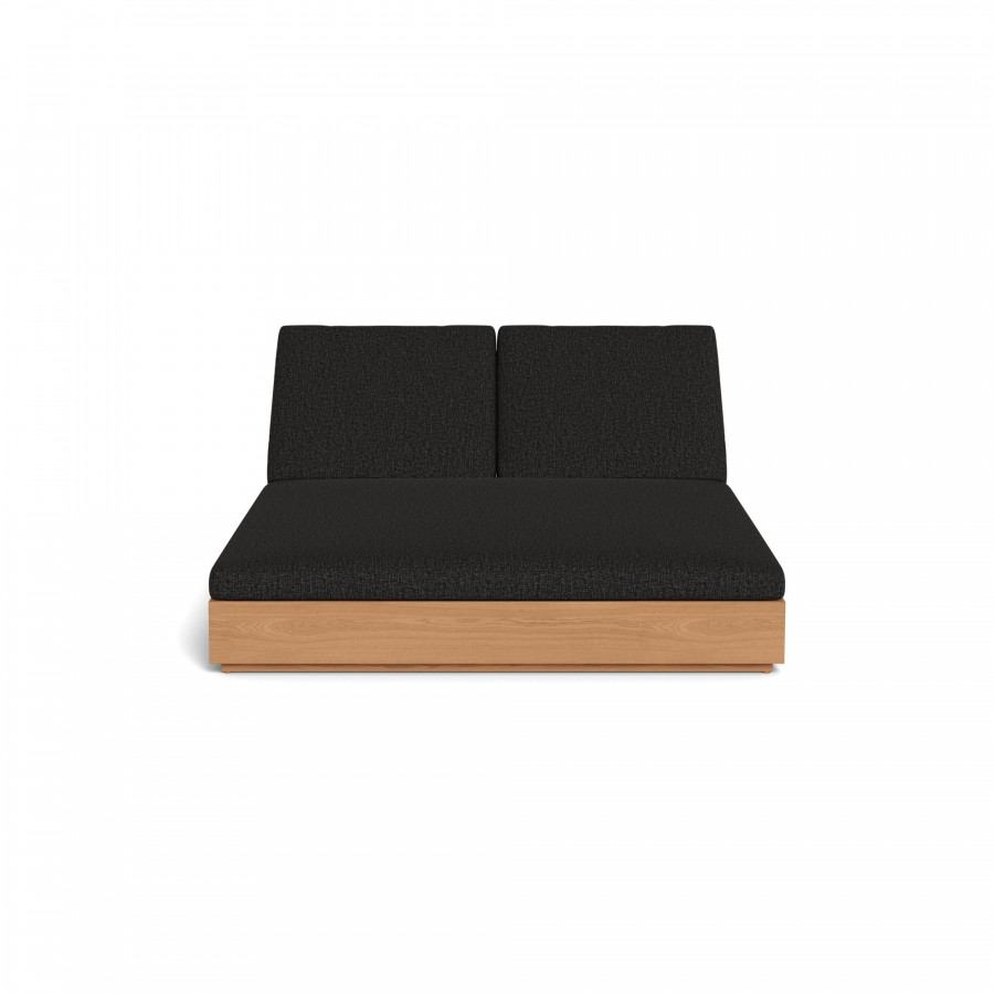 Harbour Hayman Teak Double Sun Lounge - Teak Natural, Copacabana Midnight, Batyline White