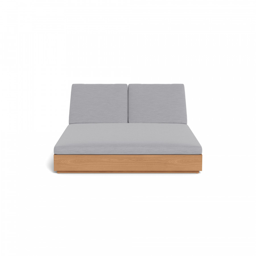 Harbour Hayman Teak Double Sun Lounge - Teak Natural, Panama Cloud, Batyline White