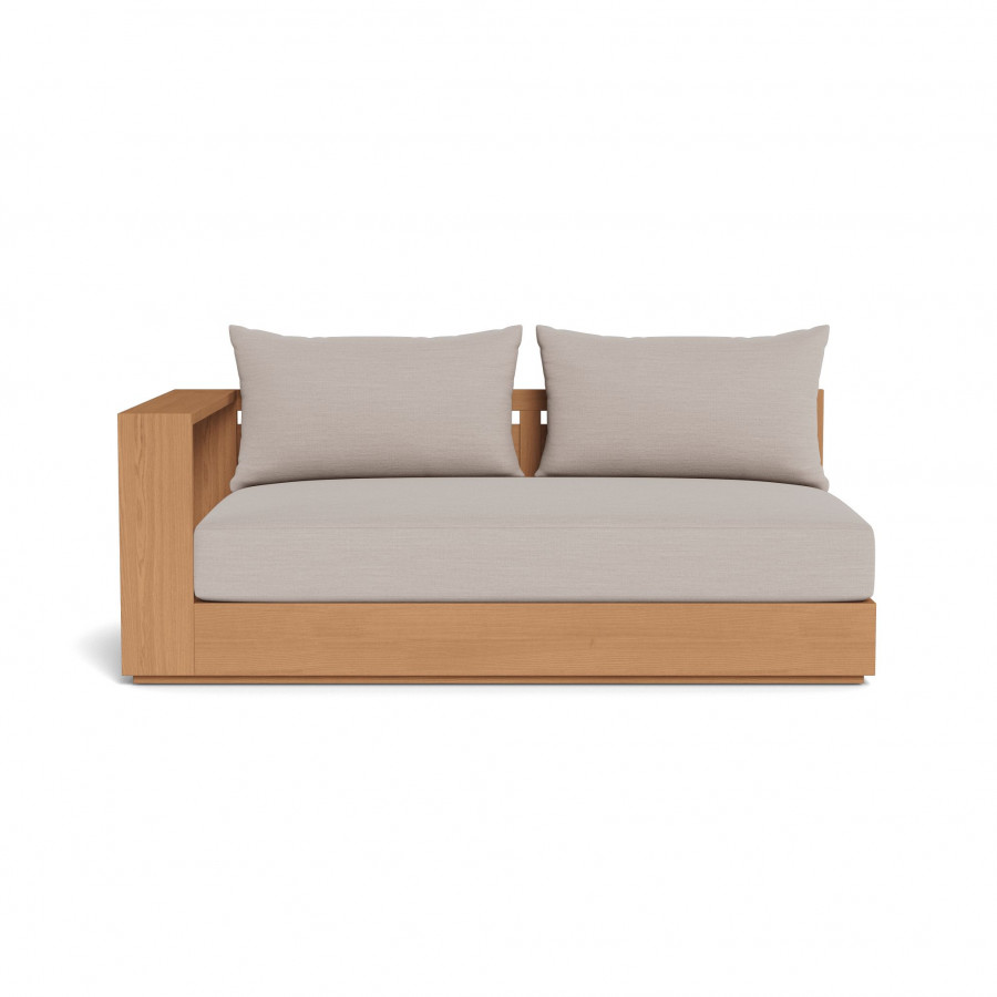 Harbour Hayman Teak 2 Seat 1 Arm Left - Teak Natural, Panama Marble, Batyline White