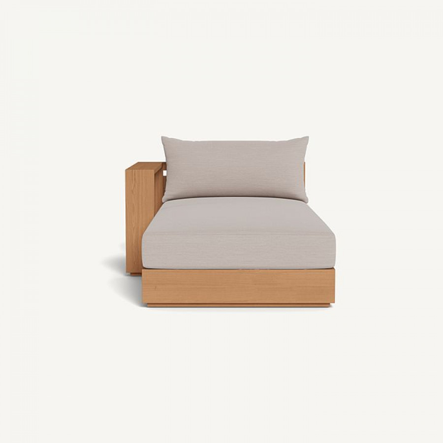 Harbour Hayman Teak Chaise Left - Teak Natural / Panama Marble / Batyline White