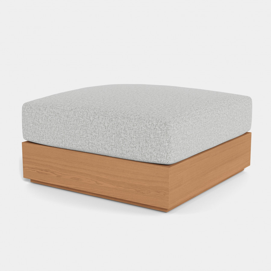 Harbour Hayman Teak Ottoman - Teak Natural, Copacabana Midnight, Batyline White