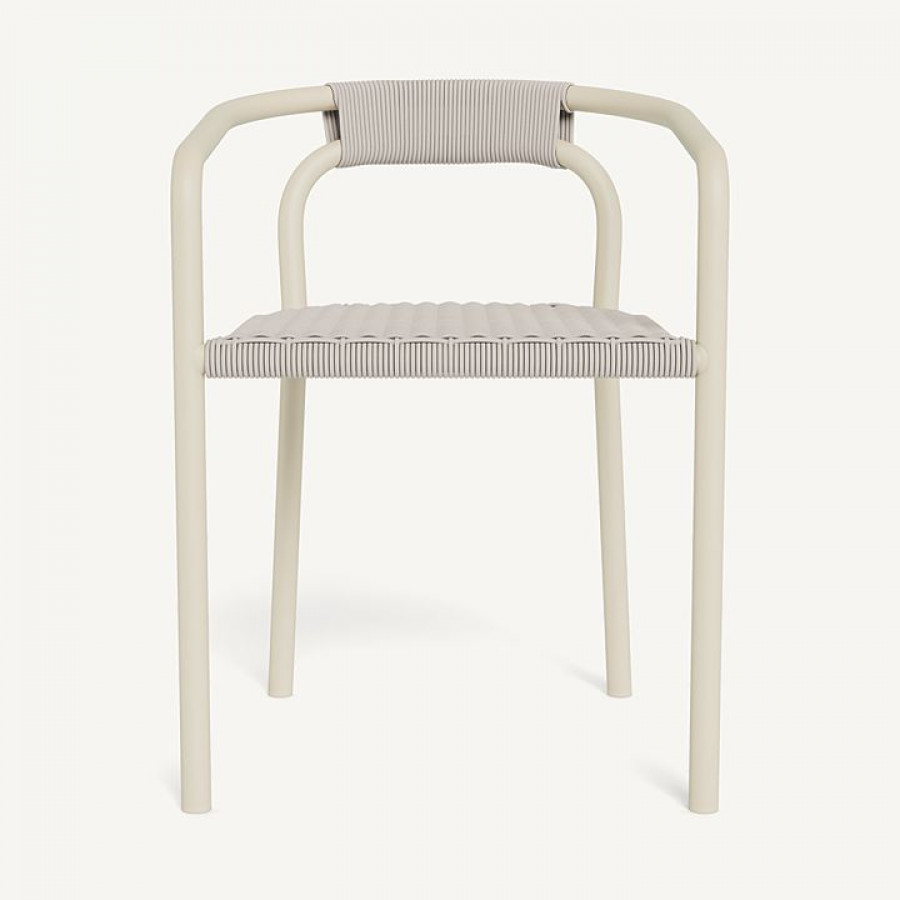 Harbour Leo Stacking Dining Chair - Aluminum Bone / Rope Shell