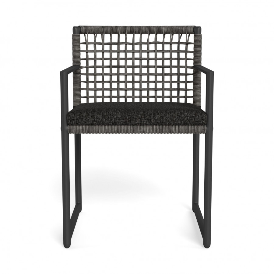 Harbour Loop Dining Chair - Aluminum Asteroid / Copacabana Midnight / Wicker Gray