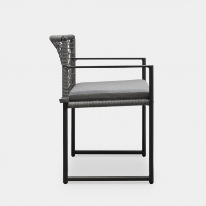 Harbour Loop Dining Chair - Aluminum Asteroid, Copacabana Sand, Wicker Gray