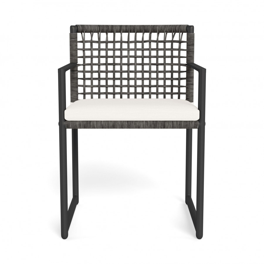 Harbour Loop Dining Chair - Aluminum Asteroid / Panama Blanco / Wicker Gray