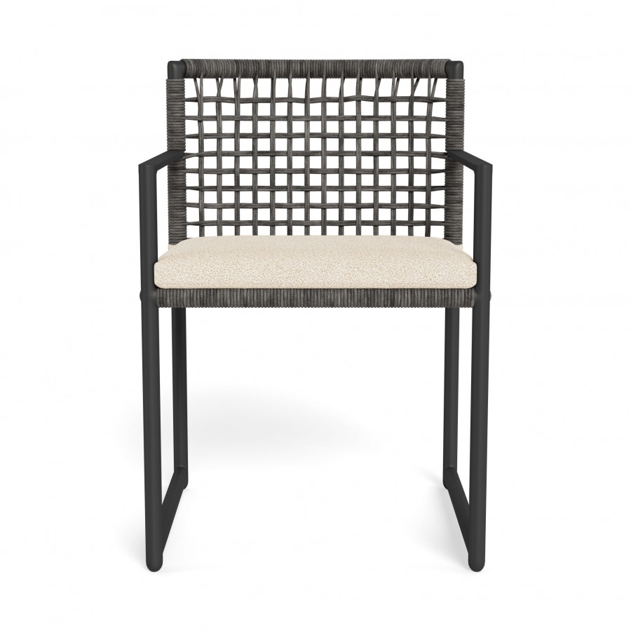Harbour Loop Dining Chair - Aluminum Asteroid / Riviera Sand / Wicker Gray