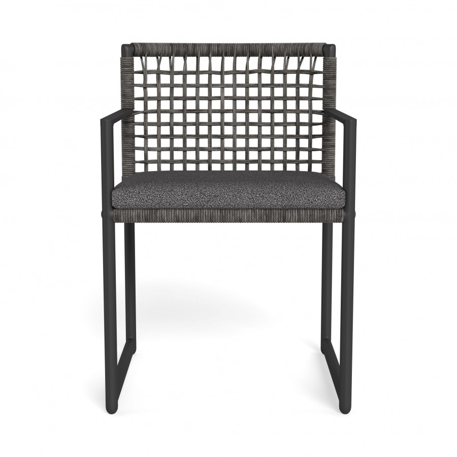 Harbour Loop Dining Chair - Aluminum Asteroid / Riviera Slate / Wicker Gray