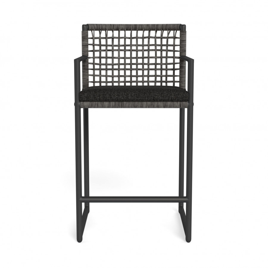 Harbour Loop Counter Stool - Aluminum Asteroid / Copacabana Midnight / Wicker Gray