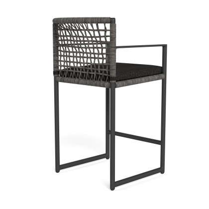 Harbour Loop Counter Stool - Aluminum Asteroid / Copacabana Midnight / Wicker Gray