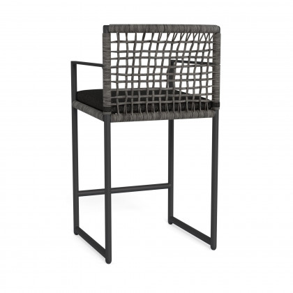 Harbour Loop Counter Stool - Aluminum Asteroid / Copacabana Midnight / Wicker Gray
